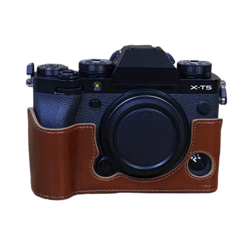 For Fujifilm X-T5 Anti-scratch Genuine Leather Camera Case Battery Opening Design Protective Cover For Fujifilm X-T5 Anti-scratch Genuine Leather Camera Case Battery Opening Design Protective Cover